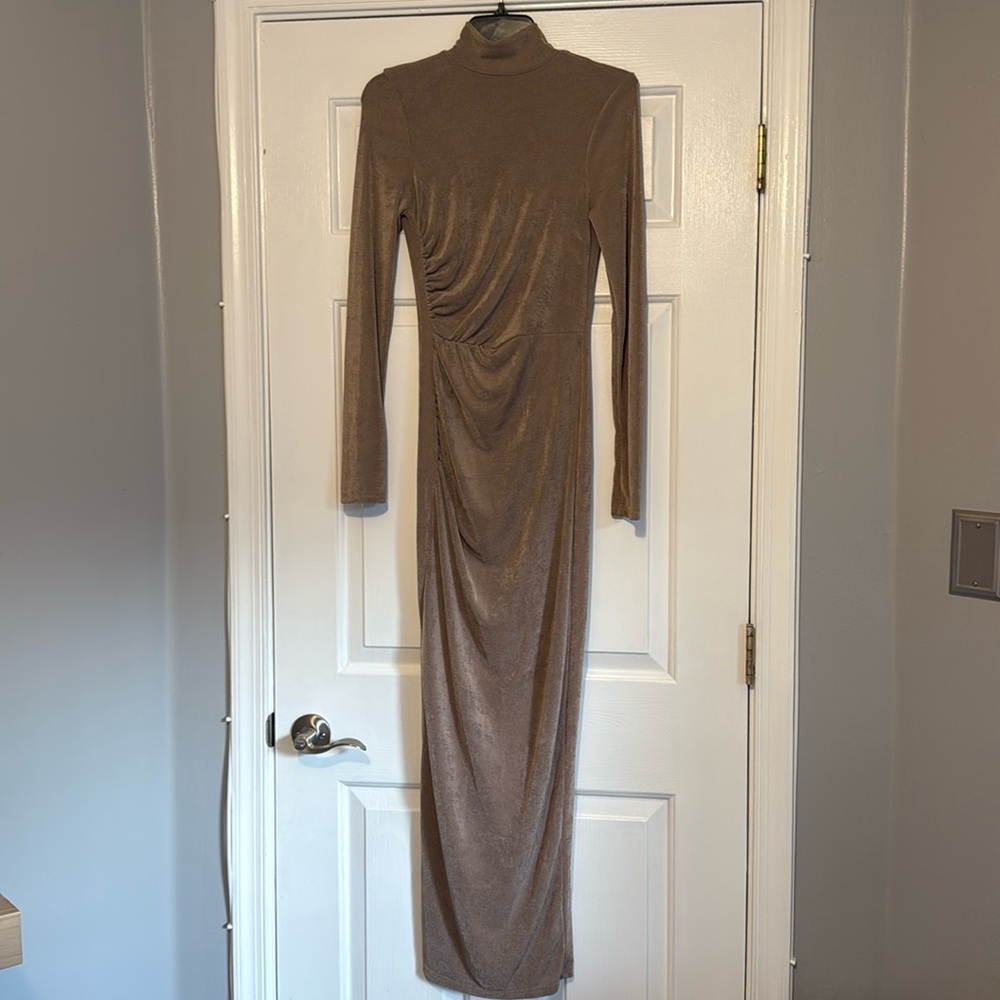 Shimmer Taupe Maxi Dress